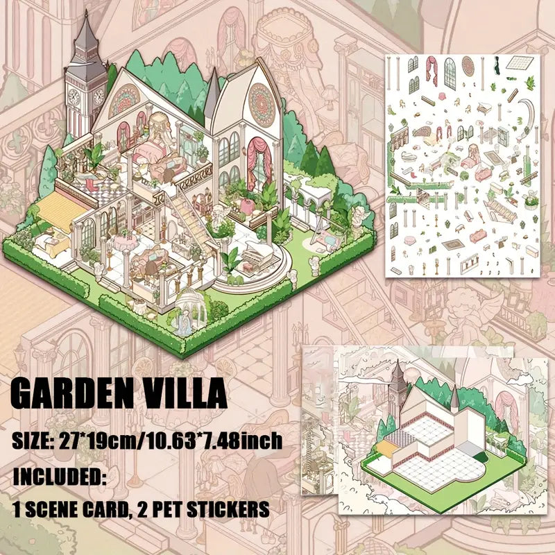 Romantic Manor House Scenery Stickers Three Floors Villa