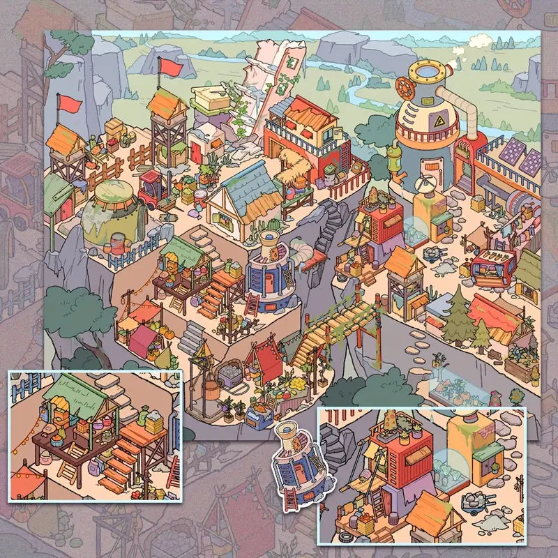 Big Size 3D Sticker Scene: Japanese Retro Street|Courtyard Moments|Mediterranean Sun