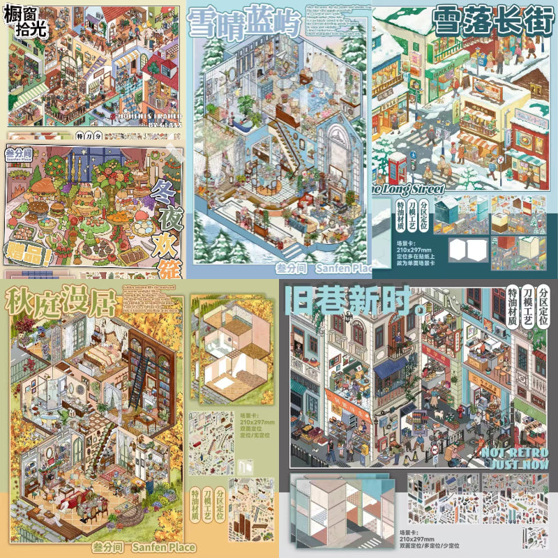 DIY Autumn Garden Villa Azure Isle Retreat Big Size 3D Sticker Scene